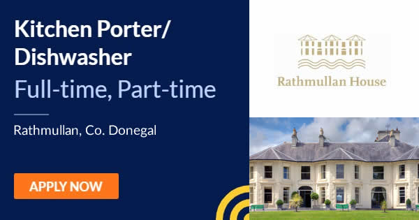 Kitchen Porter Dishwasher Rathmullan House Hotel Donegal